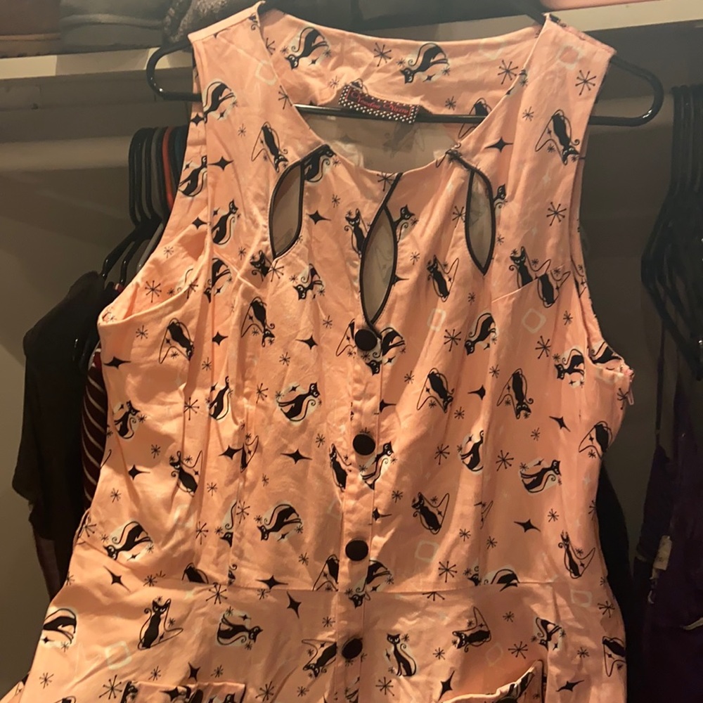 2xl voodoo vixen pink and black vintage cat print